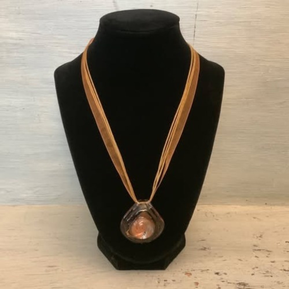 Handmade Iridescent Shimmer Glass Pendant Choker Statement Necklace GC